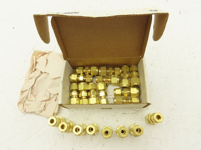 Parker 6-4 HBZ-B Brass Reducing Union 1/4" Tube x 3/8" Tube Box OF 20