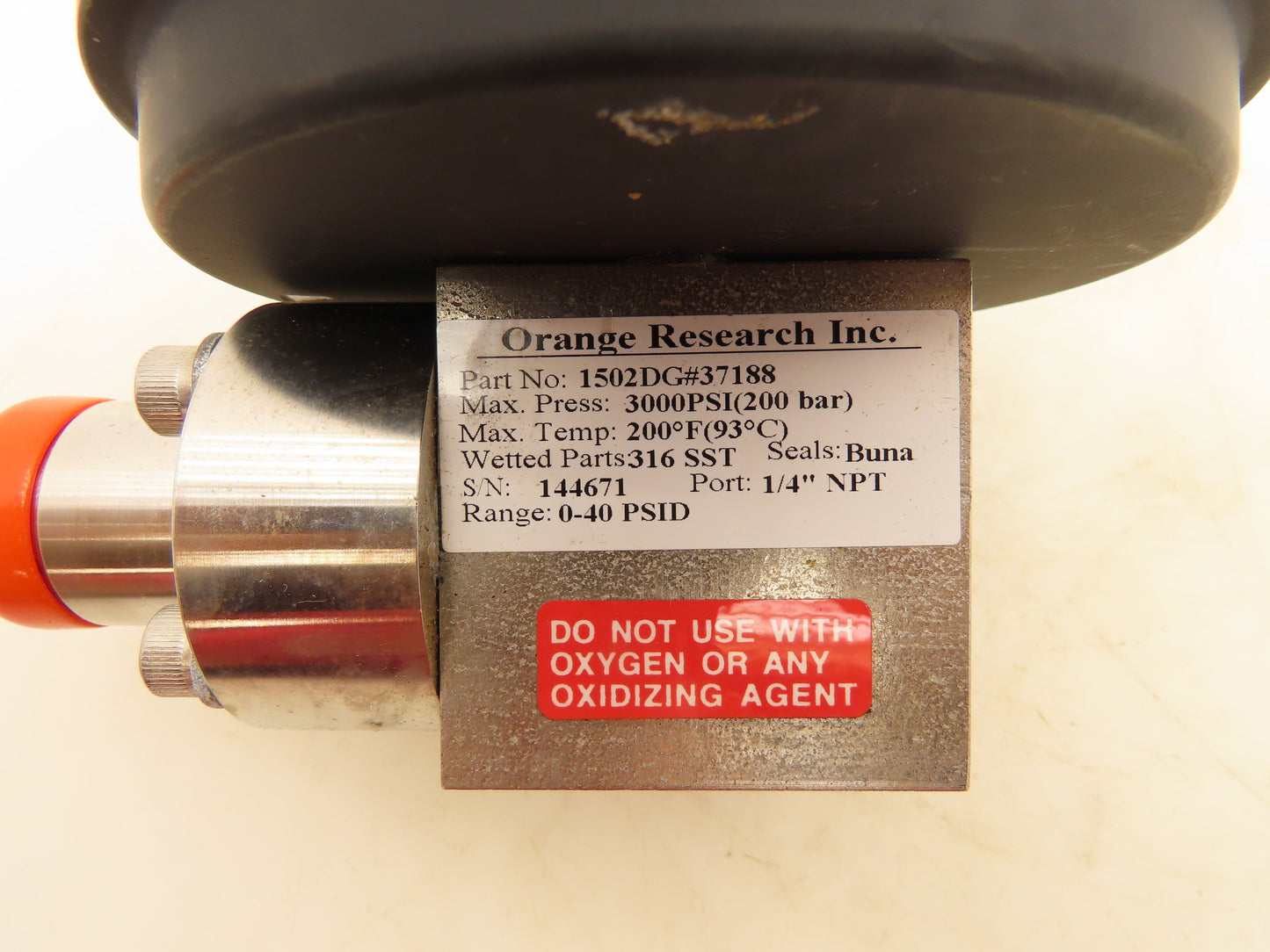 Orange Research 1502DG#37188 Differential Pressure Gauge 3000psi 40PSID 1/4" NPT