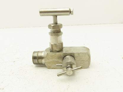 Hex Valve HB501U4131412 Block Bleed Needle Valve 6980PSIG Stainless Steel