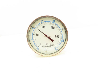 Ashcroft Dial Thermometer 0-250°F 5" Gauge 6" Stem Adjustable