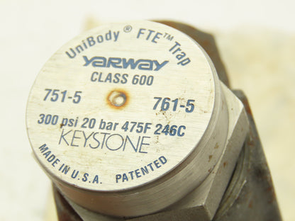 Yarway 761-5 Unibody FTE Steam Trap Valve 3/4" NPT 300 PSI
