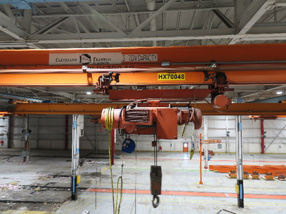 Cleveland Tramrail P&H 3 Ton Single Girder Underhung Bridge Crane 45' 10" Span
