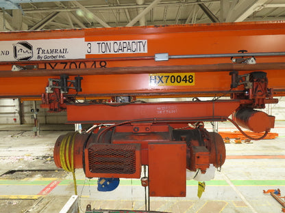 Cleveland Tramrail P&H 3 Ton Single Girder Underhung Bridge Crane 45' 10" Span