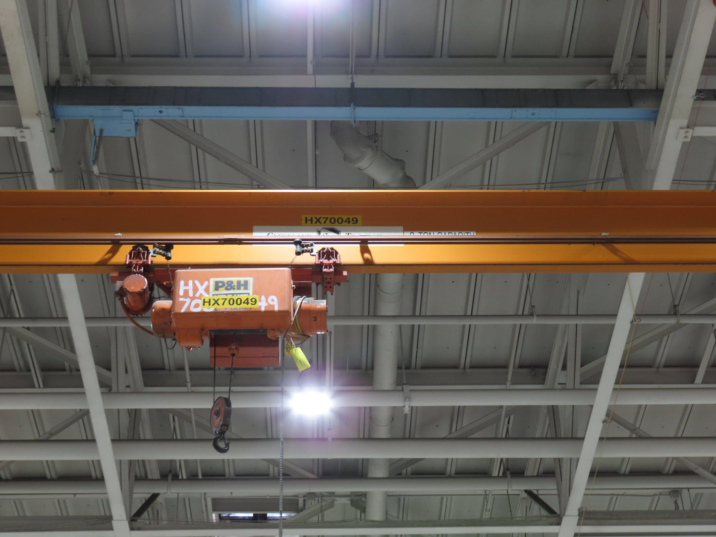 Cleveland Tramrail P&H 2 Ton Single Girder Underhung Bridge Crane 45' 10" Span