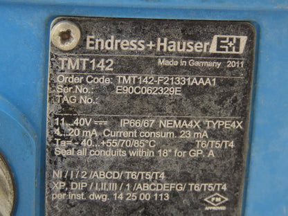 Endress+Hauser TMT142 Temperature Field Transmitter NEMA 4X 1/2"NPT 23mA 40V