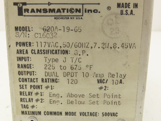 Transmation 620A-19-65 Alarm Relay Module 117V 50/60Hz