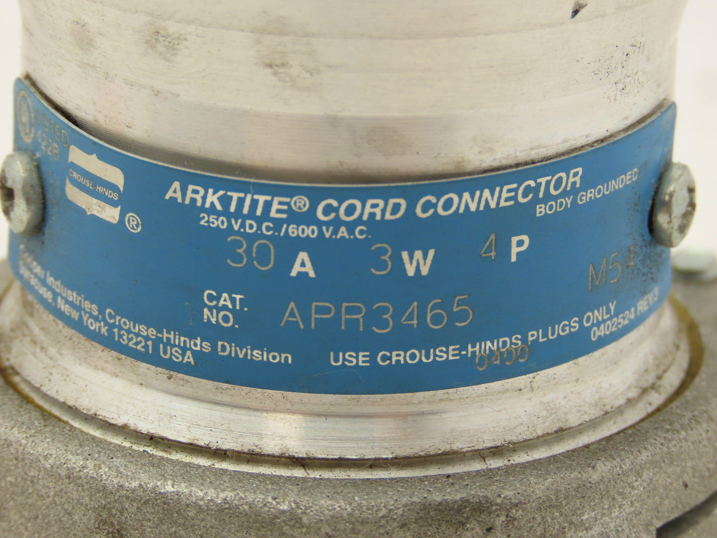 Crouse-Hinds APR3465 Arktite Female Connector Plug 30A 3-Wire 4-Pole 600VAC