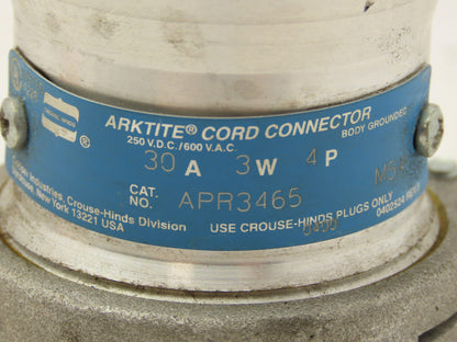 Crouse-Hinds APR3465 Arktite Female Connector Plug 30A 3-Wire 4-Pole 600VAC