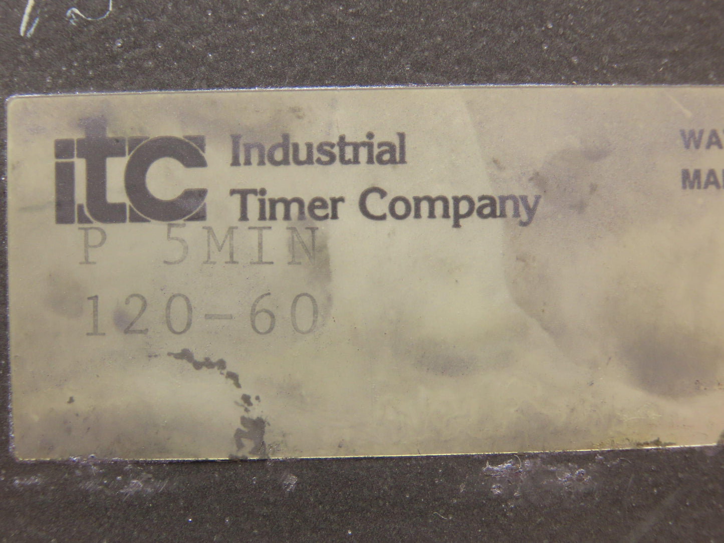 ITC Industrial Timer P-5MIN Analog Timer 5 Min 120V