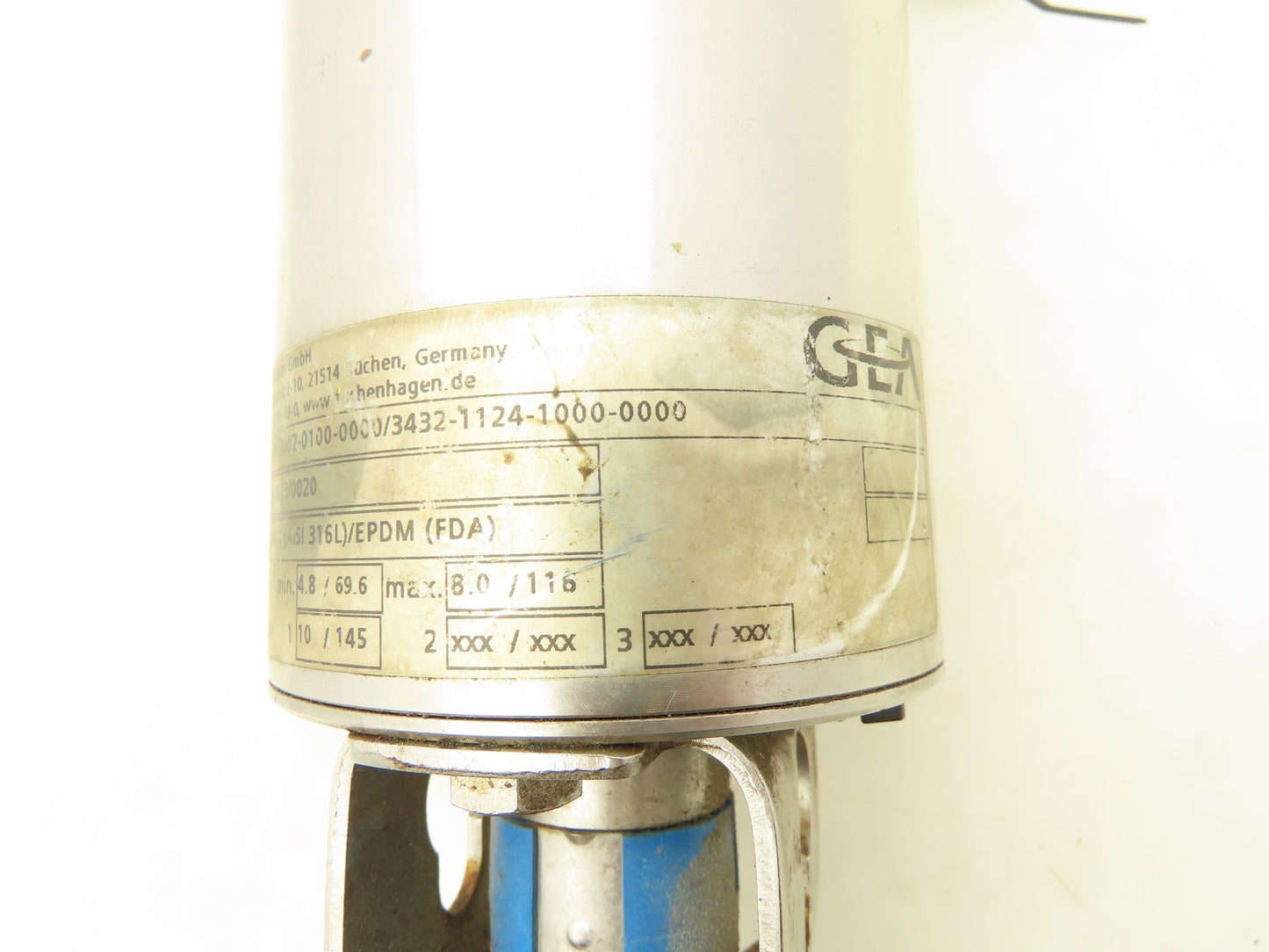 GEA 8880 2002-0100-0000 T-Smart Pneumatic Actuator 1" Stainless Sanitary Valve