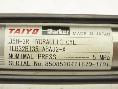 Taiyo Parker 35H-3RILB32B135-ABAJ2-X Hydraulic Cylinder 135mm Stroke x 32mm Bore