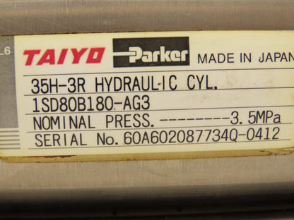 Taiyo Parker 35H-3R1SD80B180-AG3 Hydraulic Cylinder 180mm Stroke 80mm Bore