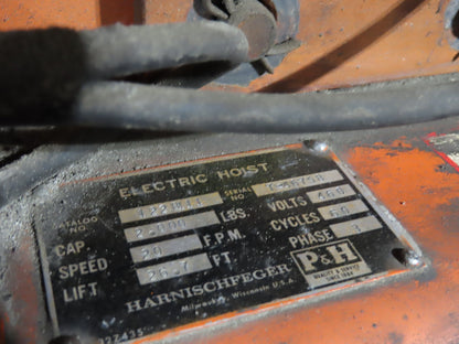 Cleveland Tramrail P&H 1 Ton Single Girder Underhung Bridge Crane 45' 10" Span