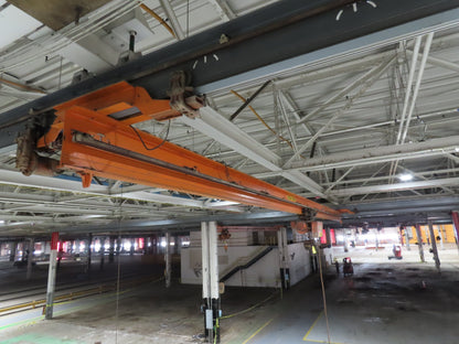 Cleveland Tramrail P&H 1 Ton Single Girder Underhung Bridge Crane 45' 10" Span