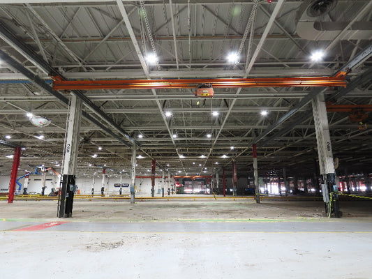 Cleveland Tramrail P&H 1 Ton Single Girder Underhung Bridge Crane 45' 10" Span