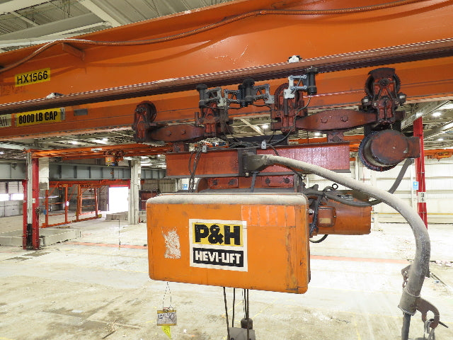 Cleveland Tramrail P&H 4 Ton Single Girder Underhung Bridge Crane 45' 10" Span
