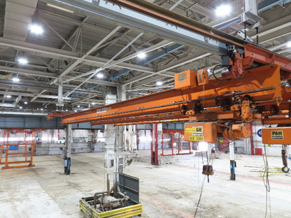 Cleveland Tramrail P&H 4 Ton Single Girder Underhung Bridge Crane 45' 10" Span