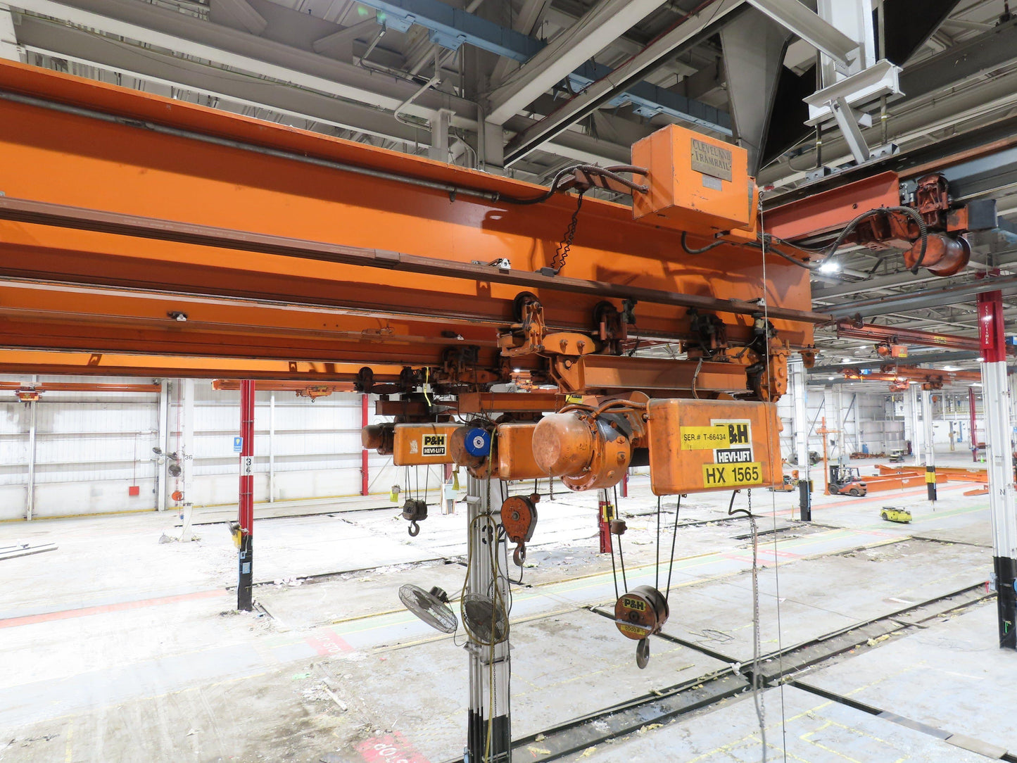 Cleveland Tramrail P&H 4 Ton Single Girder Underhung Bridge Crane 45' 10" Span