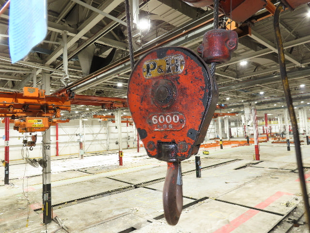 Cleveland Tramrail P&H 3 Ton Underhung Bridge Crane 45' 10" Span w/Remote