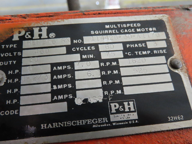 Cleveland Tramrail P&H 3 Ton Underhung Bridge Crane 45' 10" Span w/Remote