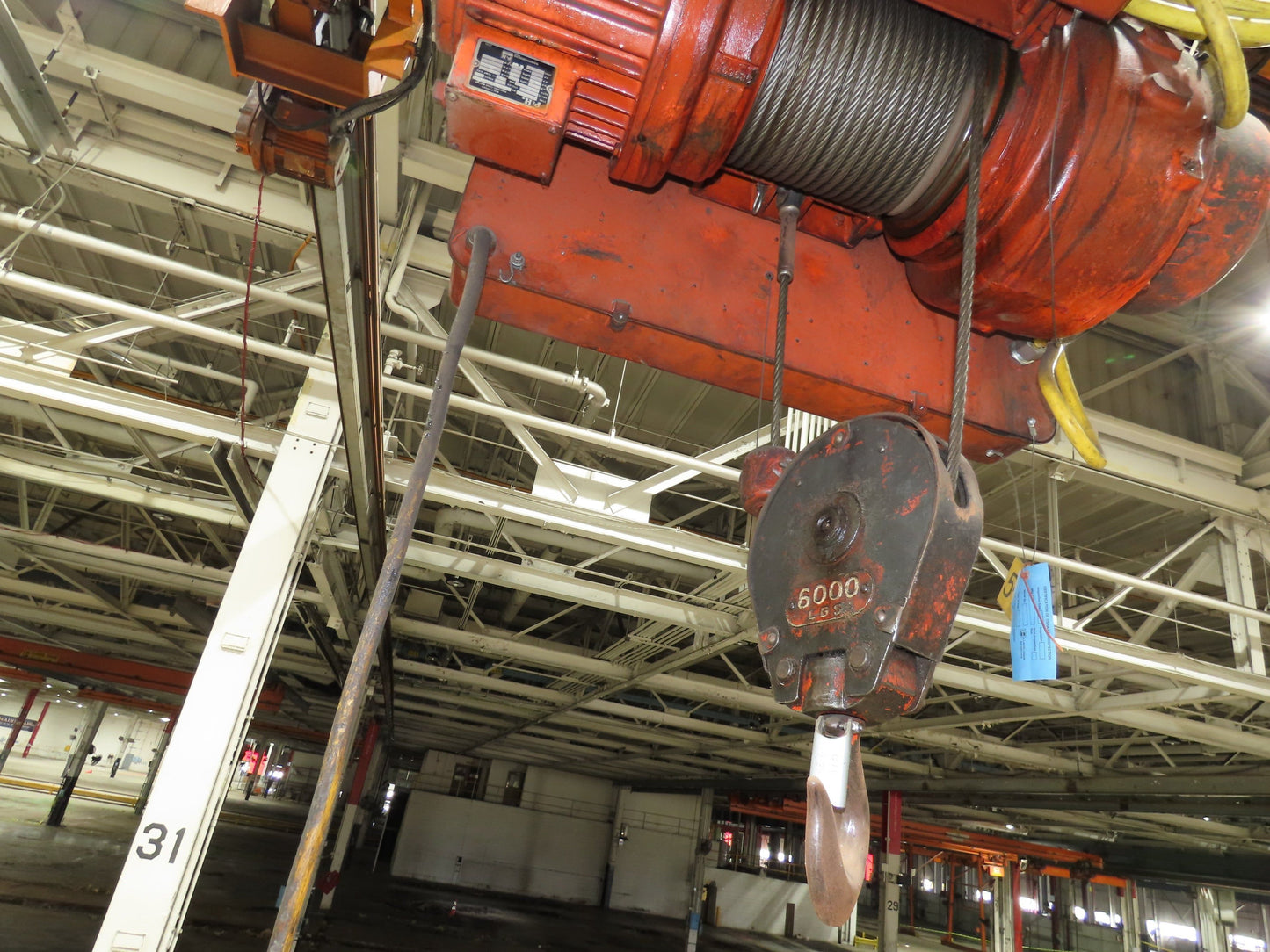 Cleveland Tramrail P&H 3 Ton Underhung Bridge Crane 45' 10" Span w/Remote