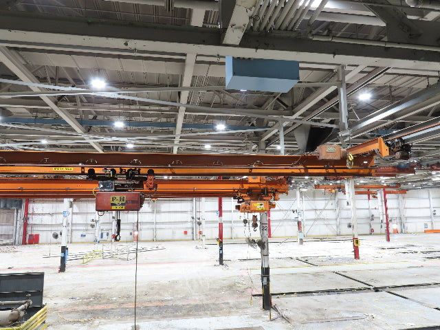 Cleveland Tramrail P&H 3 Ton Underhung Bridge Crane 45' 10" Span w/Remote