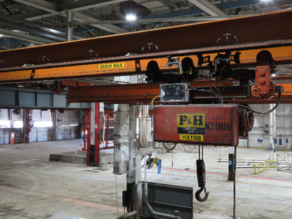 Cleveland Tramrail P&H 3 Ton Underhung Bridge Crane 45' 10" Span w/Remote
