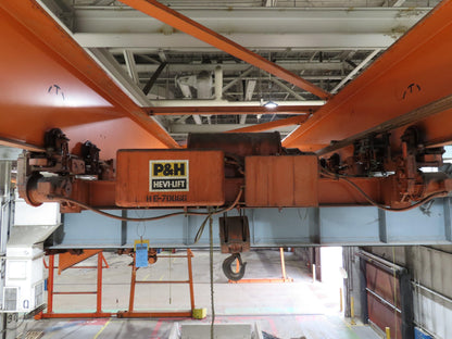 Cleveland Tramrail P&H 7.5 Ton Double Girder Underhung Bridge Crane 45' 10" Span