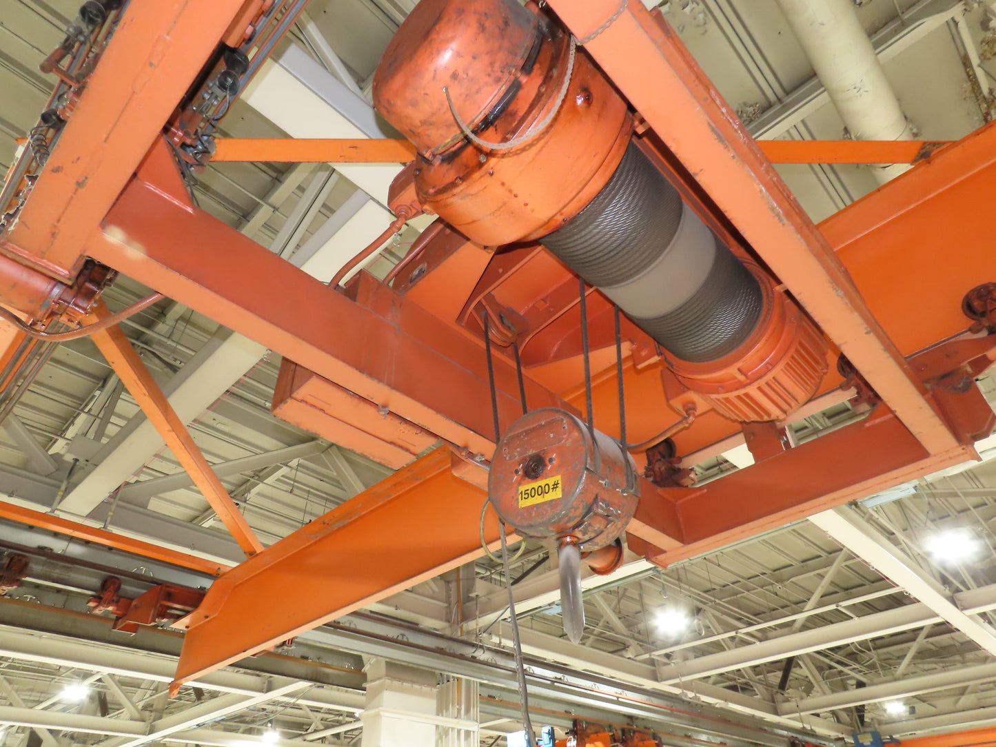 Cleveland Tramrail P&H 7.5 Ton Double Girder Underhung Bridge Crane 45' 10" Span