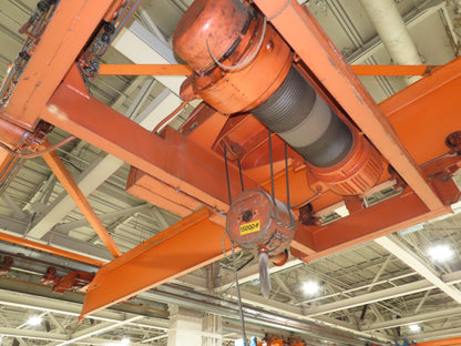 Cleveland Tramrail P&H 7.5 Ton Double Girder Underhung Bridge Crane 45' 10" Span