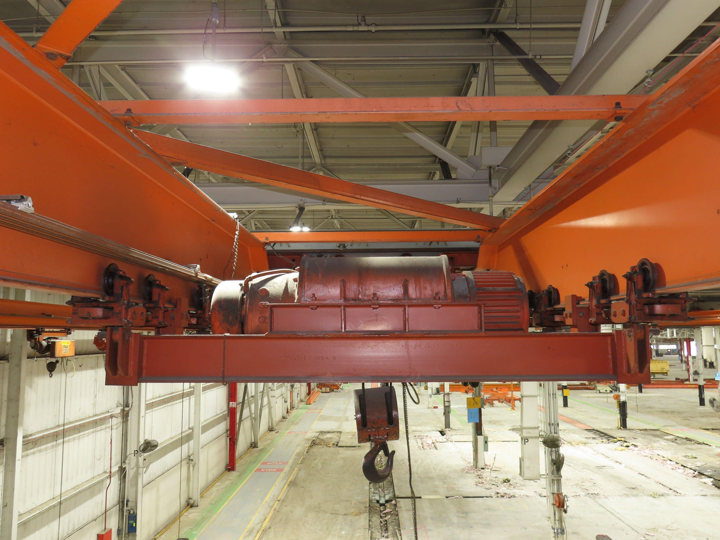 Cleveland Tramrail P&H 7.5 Ton Double Girder Underhung Bridge Crane 45' 10" Span