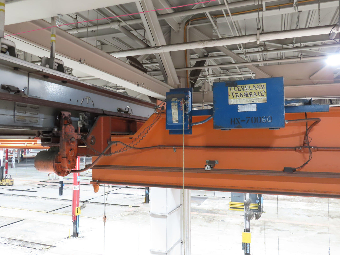 Cleveland Tramrail P&H 7.5 Ton Double Girder Underhung Bridge Crane 45' 10" Span