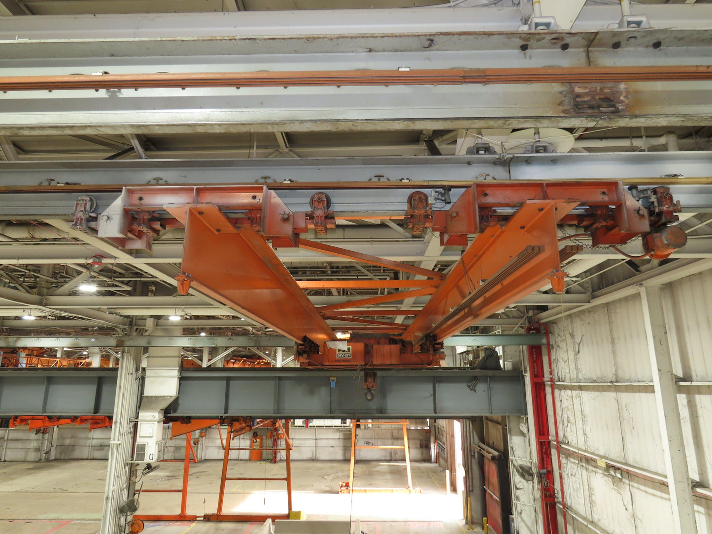 Cleveland Tramrail P&H 7.5 Ton Double Girder Underhung Bridge Crane 45' 10" Span