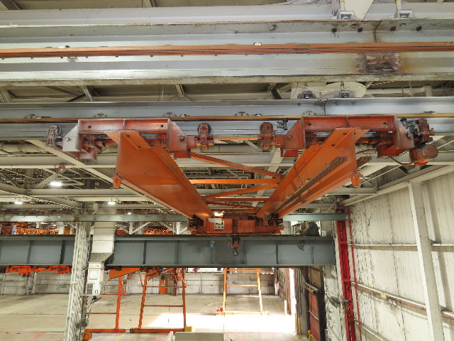 Cleveland Tramrail P&H 7.5 Ton Double Girder Underhung Bridge Crane 45' 10" Span