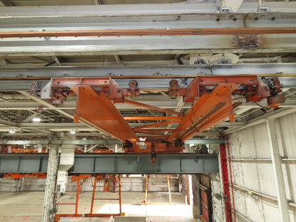 Cleveland Tramrail P&H 7.5 Ton Double Girder Underhung Bridge Crane 45' 10" Span