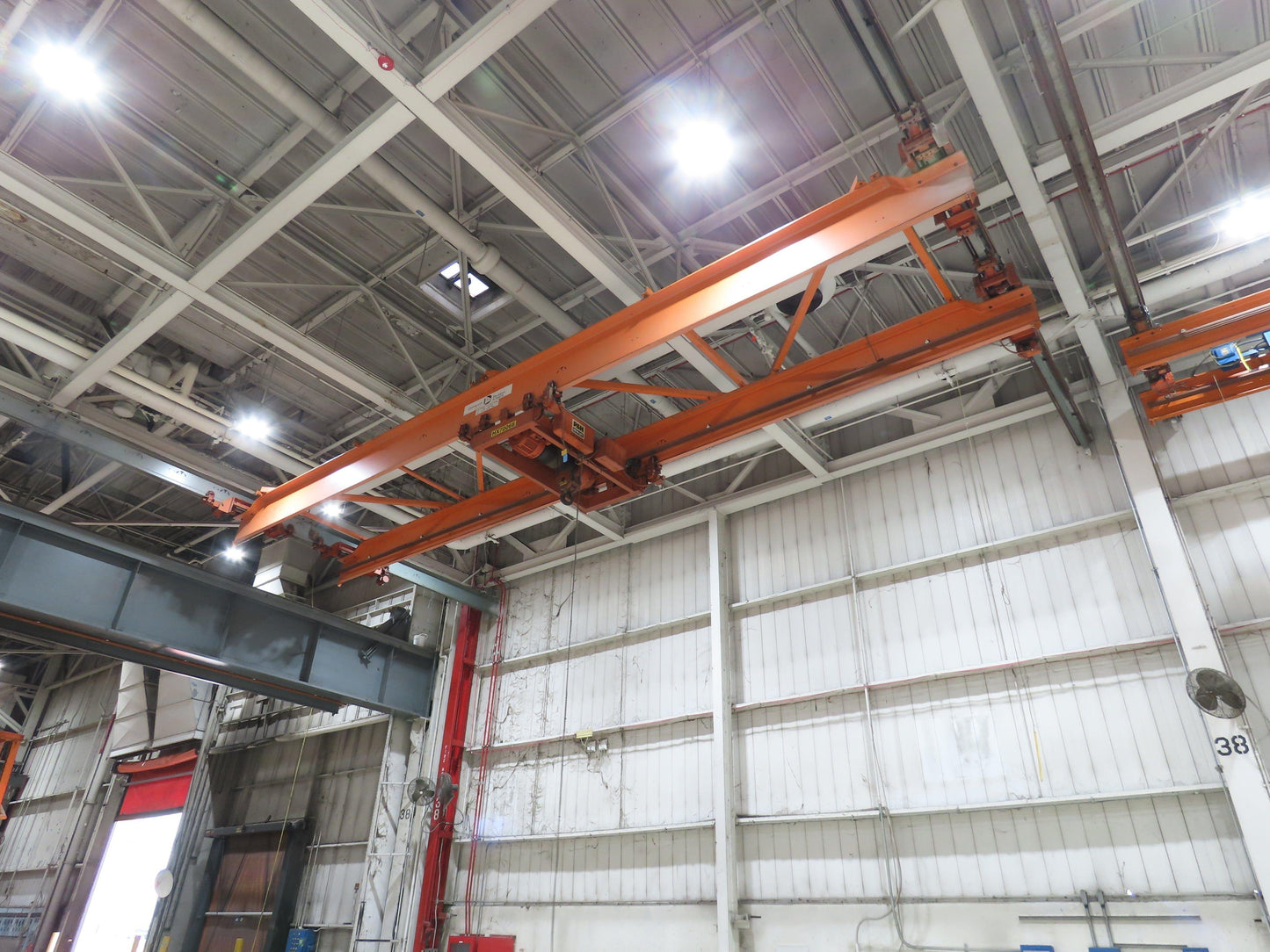 Cleveland Tramrail P&H 7.5 Ton Double Girder Underhung Bridge Crane 45' 10" Span