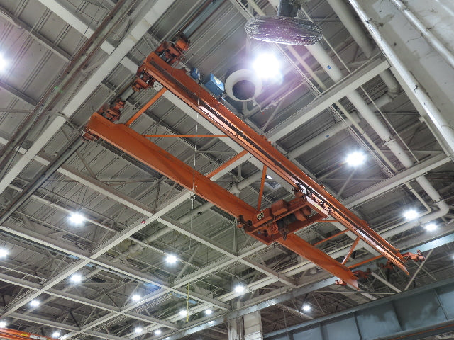Cleveland Tramrail P&H 7.5 Ton Double Girder Underhung Bridge Crane 45' 10" Span