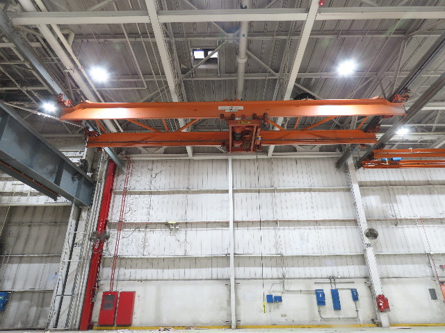 Cleveland Tramrail P&H 7.5 Ton Double Girder Underhung Bridge Crane 45' 10" Span