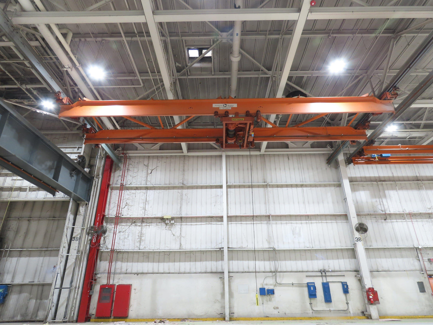 Cleveland Tramrail P&H 7.5 Ton Double Girder Underhung Bridge Crane 45' 10" Span