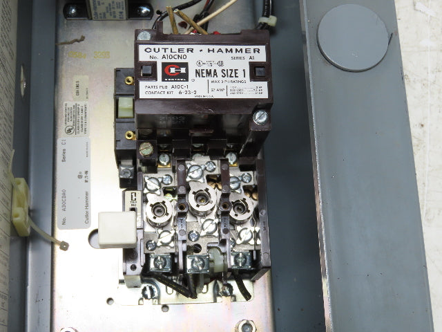 Cutler Hammer A30CDA0 Combination Motor Starter 10Hp 480V 3Ph Size 1 Fused