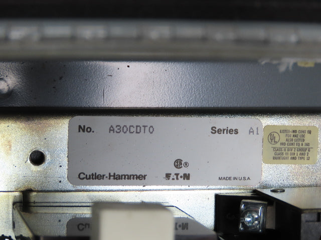 Cutler Hammer A30CDT0 Combination Motor Starter 10Hp 480V 3Ph Size 1 Fused