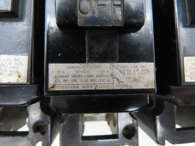 General Electric TE111020 Circuit Breaker 20A Single Pole 125V Lot of 10