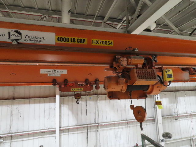 Cleveland Tramrail P&H 2 Ton Underhung Bridge Crane 45' 10" Span Magnetek Remote