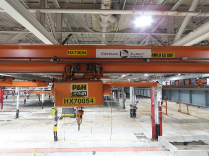 Cleveland Tramrail P&H 2 Ton Underhung Bridge Crane 45' 10" Span Magnetek Remote