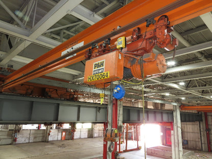 Cleveland Tramrail P&H 4 Ton Underhung Bridge Crane 45' 10" Span w/Remote