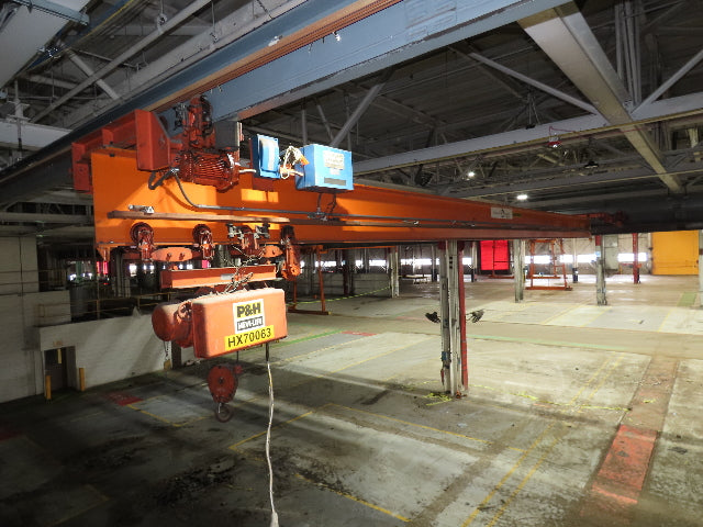Cleveland Tramrail P&H 3 Ton Single Girder Underhung Bridge Crane 45' 10" Span