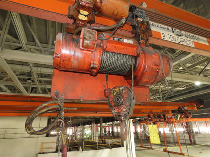 Cleveland Tramrail P&H 2 Ton Single Girder Underhung Bridge Crane 45' 10" Span