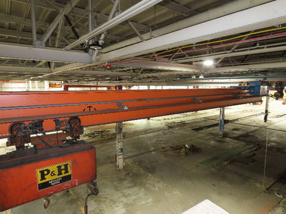 Cleveland Tramrail P&H 2 Ton Single Girder Underhung Bridge Crane 45' 10" Span