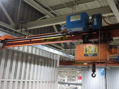 Cleveland Tramrail P&H 1 Ton Single Girder Underhung Bridge Crane 14' Span