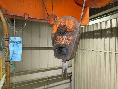 Cleveland Tramrail P&H 1 Ton Single Girder Underhung Bridge Crane 14' Span